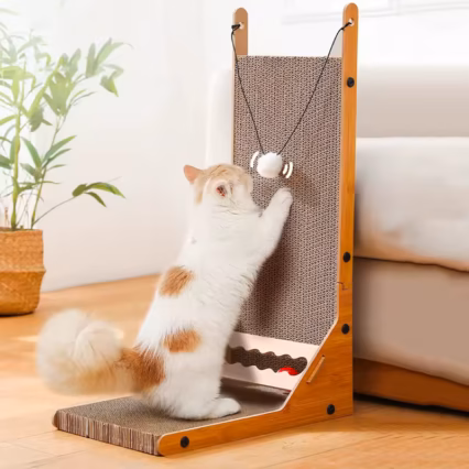 L-Shaped Wear-Resistant Non-Shedding Cat  Scratcher big size with 2 balls