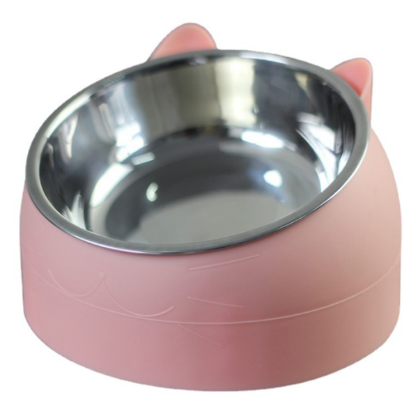 Steel Food Bowl W Cat Ear Holder
