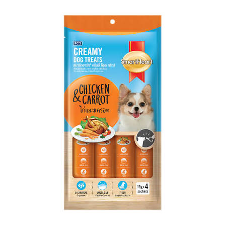 Smartheart creamy dog treats Chicken & carrot 15gx4