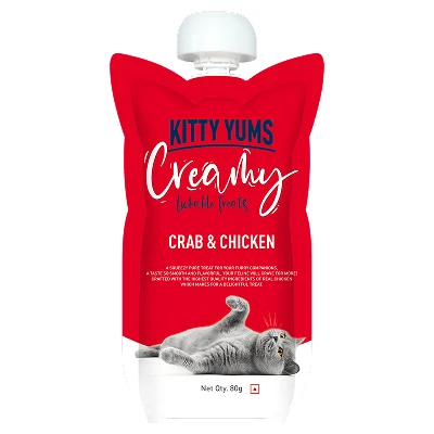 KITTY YUMS Creamy Lickable Treats Crab & Chicken 80g