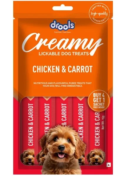 drools Creamy Lickable Dog Treats Chicken & Carrot 15g x 5